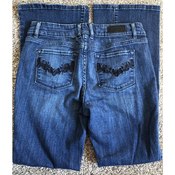 Liz Claiborne Secretly Slender Bootcut Blue Jeans black lace on Pocket Size 2P - Picture 12 of 12